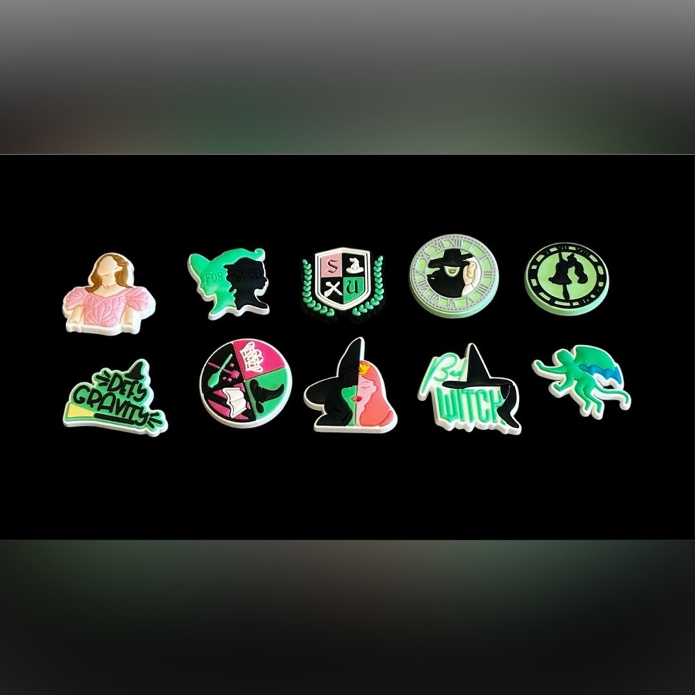 Wicked shoe charms set of 10. The good/the bad. Wicked Witch.